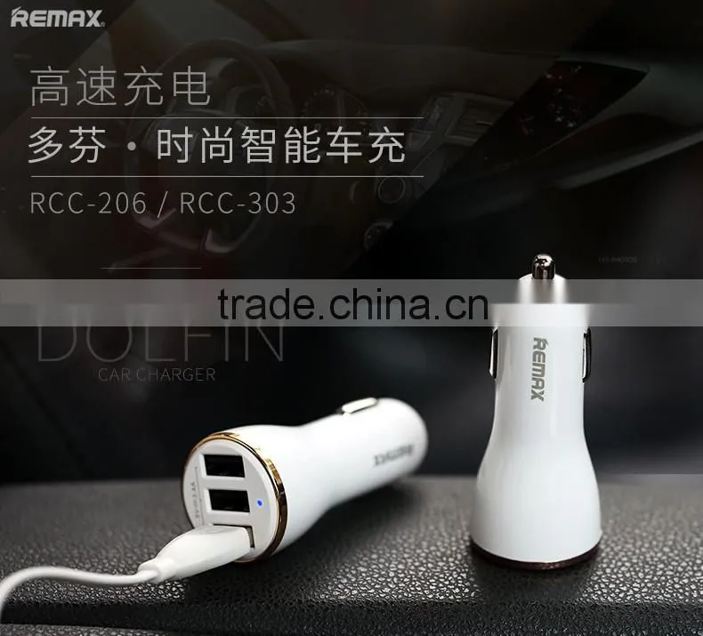 Original Remax Dolfin Series RCC-206 Car Charger LED Light 2.4A Dual USB Ports Universal Car Charger For IOS/Android TB-0244