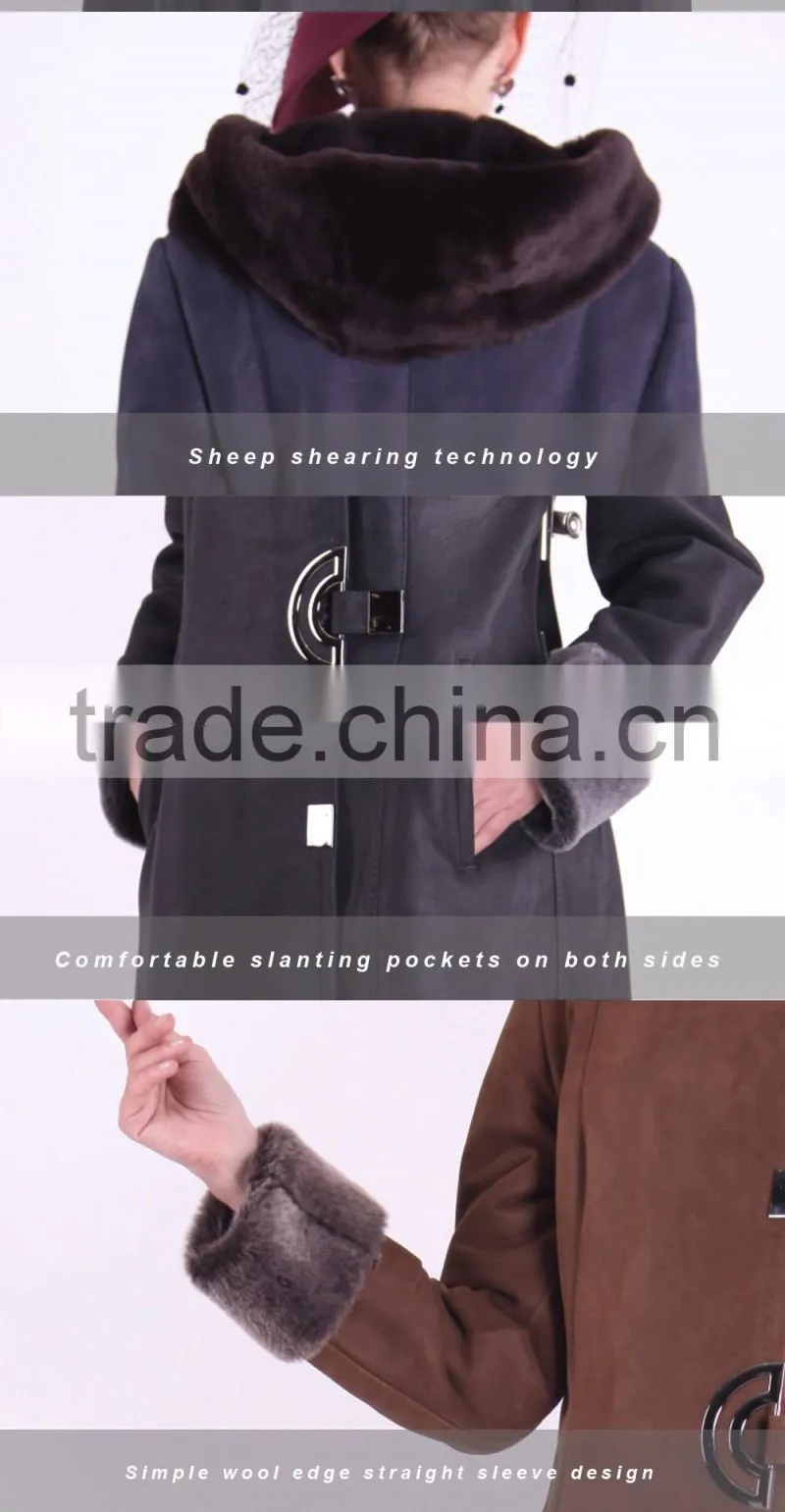 2015 Winter Medium Length Women Slim Fit Woolen Fur Coat