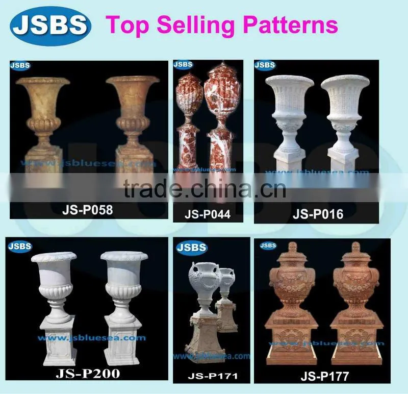 red natural marble carved garden decorative flower pot