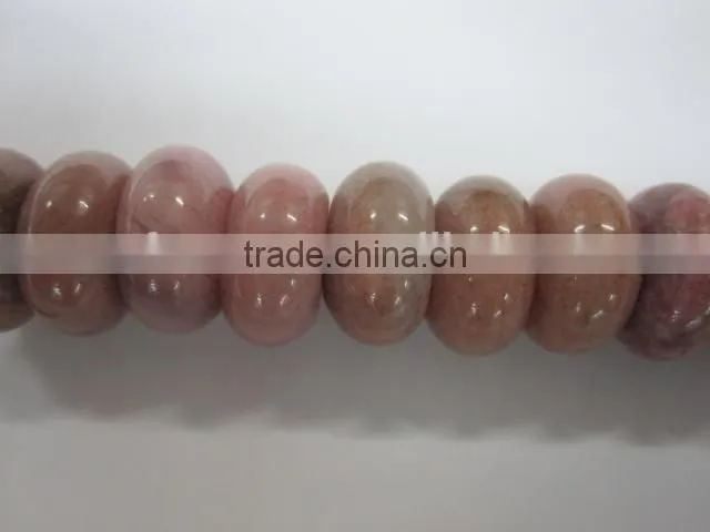 Natural Red Rhodonite roundel bead mineral gemstone for jewelry making