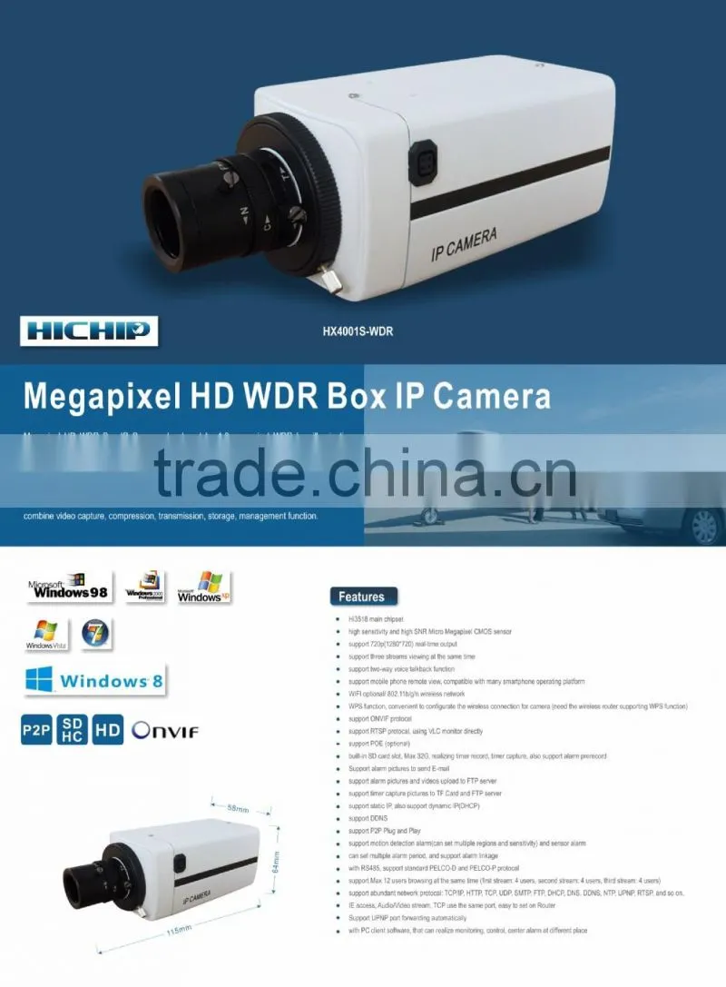 HICHIP WIFI HD WDR IPCAMERA,720P Indoor Wireless IP Camera
