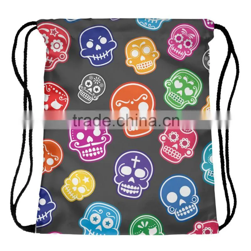 3D printing backpack drawstring bag skull collection printing Backpacks full print with travel bags