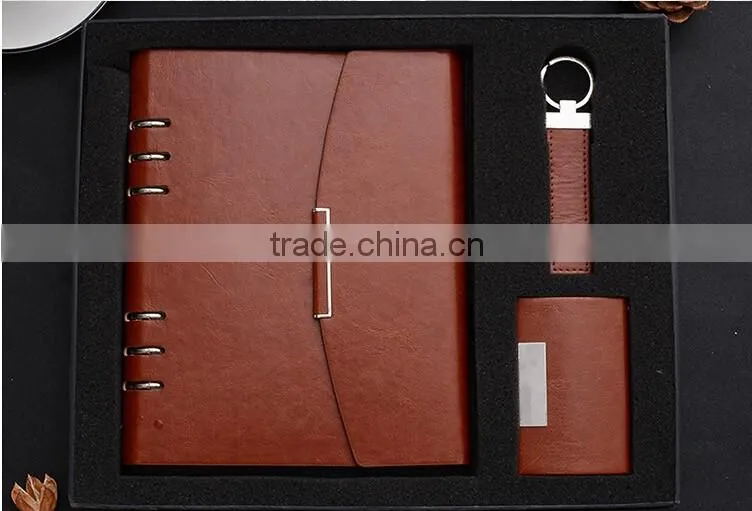 business meeting promotional gifts set made notebook and pen usb disk inside with customized company logo
