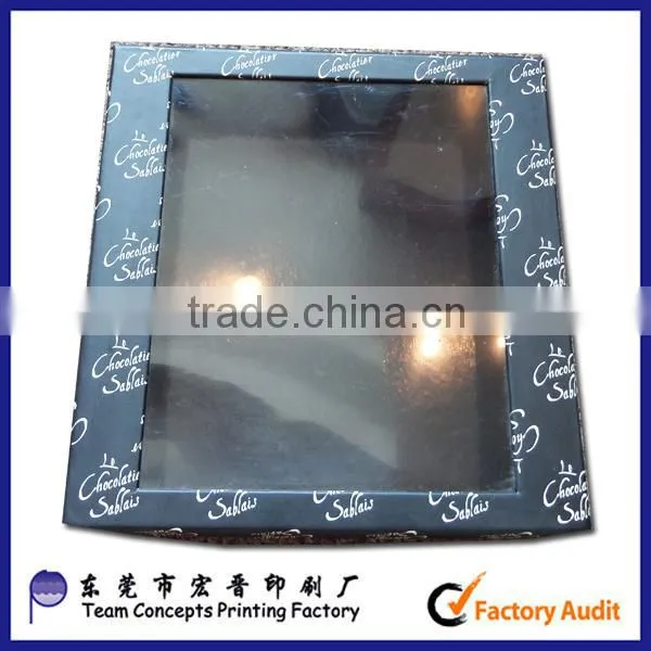 high end black chocolate box with PP window