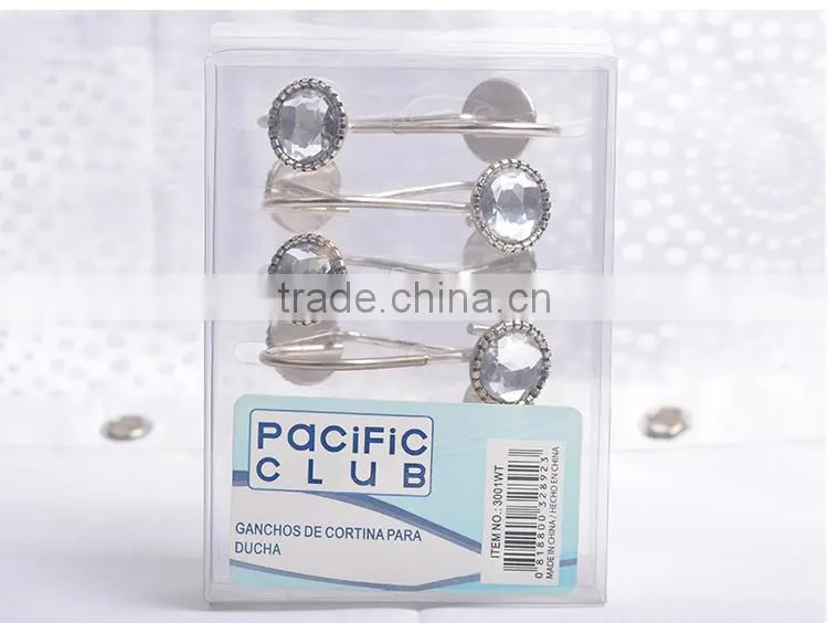 factory direct sale high quality metal shower curtain hooks / Polished Chrome Metal bathroom shower curtain hooks/curtain hooks