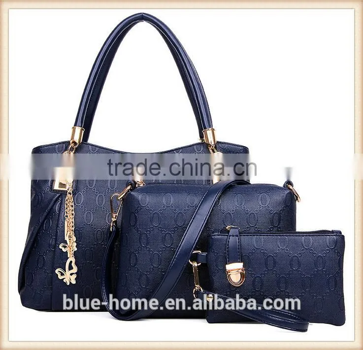 New stylish summer women bag set Gold handbag 3 pieces kit shoulder messager pouch