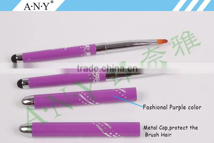 ANY 2016 Hot sale Mental Handle Import High Quality Angled Hair Nail Art Brush Gel Pure Color