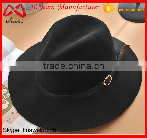 Men khaki woolen felt hat cowboy hat with string