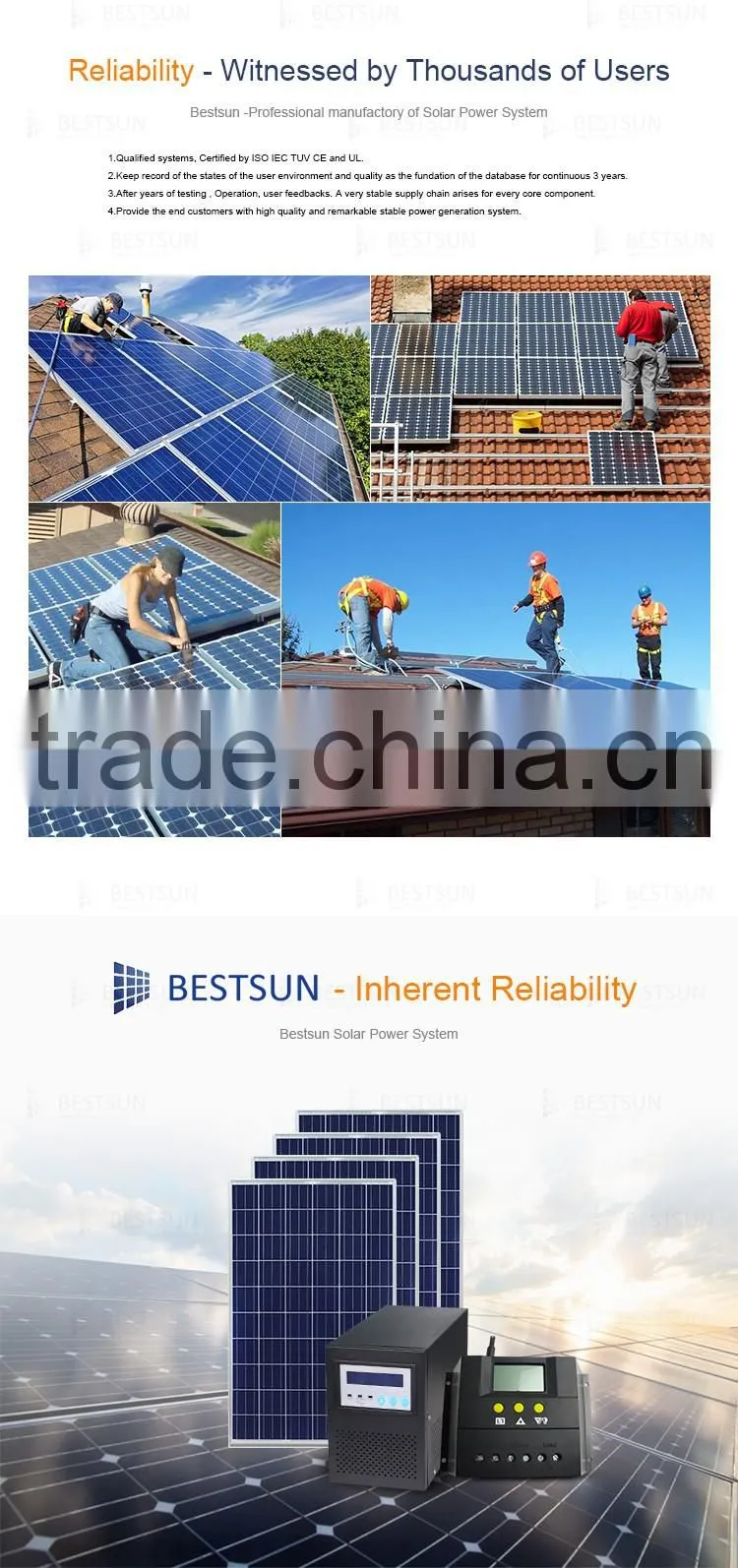 Easy install complete on grid and off grid 1000W home solar electric system