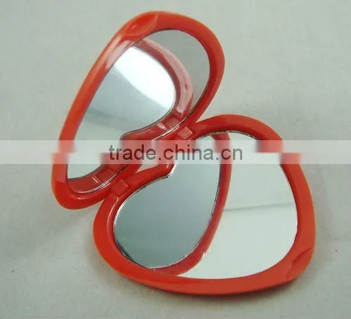 Travel taking heart shape compact mirror/cosmetic mirror/make up mirror/pocket mirror/vanity mirror