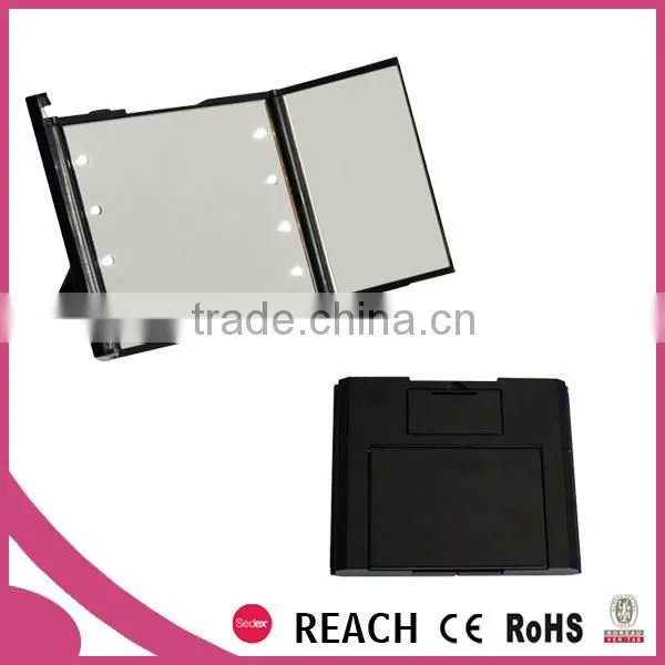Portable folding makeup table mirror, mini desk cosmetic mirror with lights