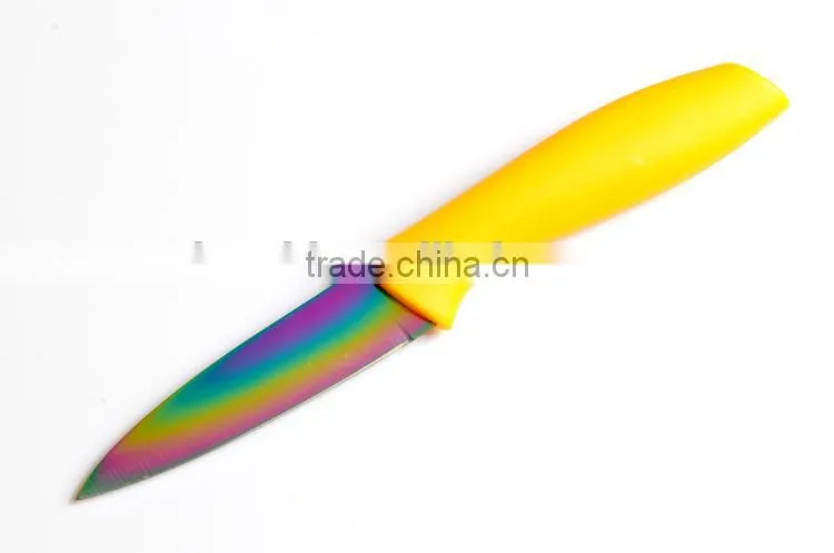 titanium apple peeler knife with colored handle