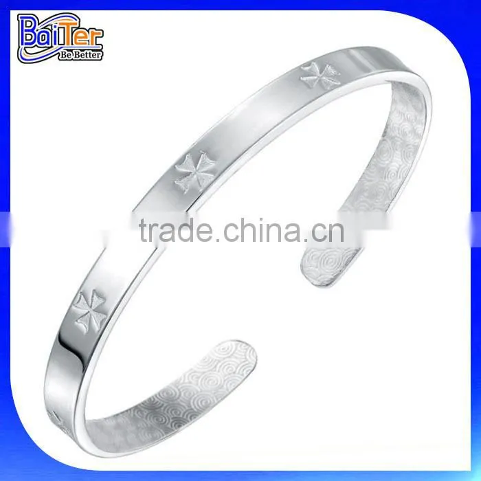 Custom Pave CZ Silver Palm Cuff Bangle Wholesale