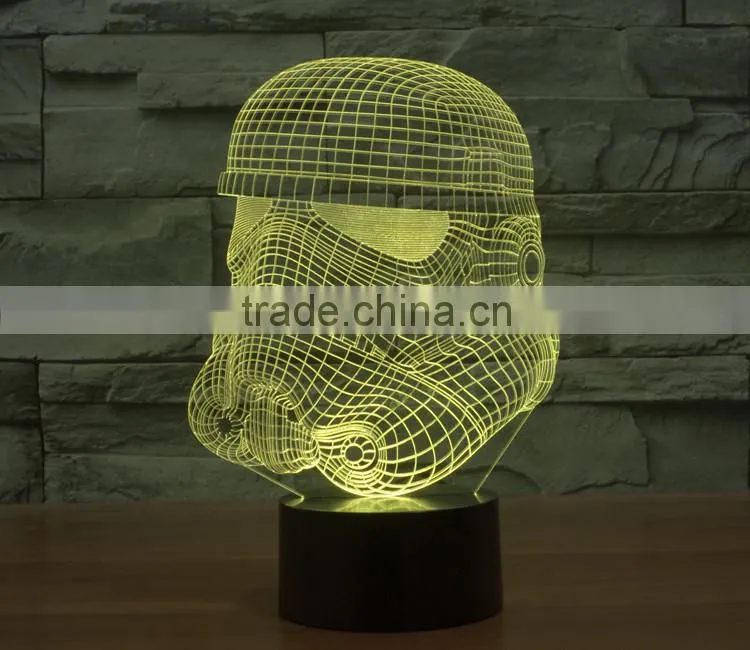 White knight shape USB + battery operated 3d acrylic illusion 7 color changing night light for children led magnetic lamp