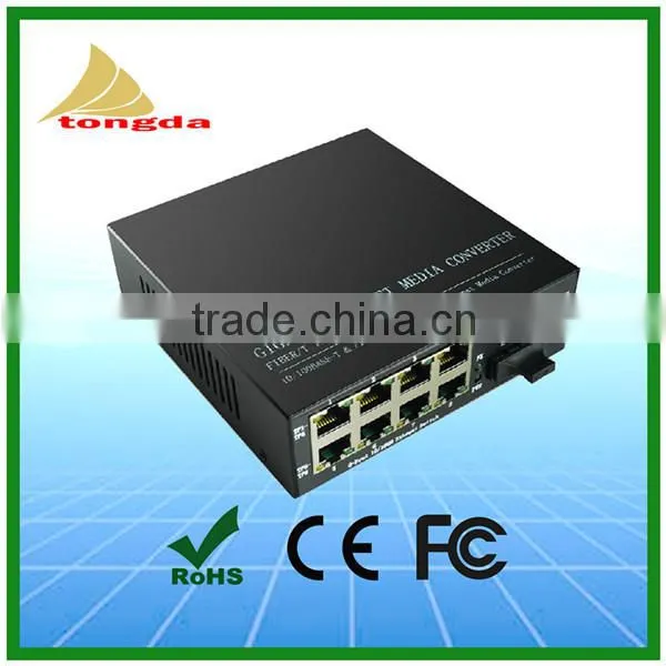 1 Fiber to 8 UTP Unmanaged Optical switch SM 10/100/1000Mbps Dual Fiber Single Mode Fiber Switch Megabit Ethernet Fiber Switch