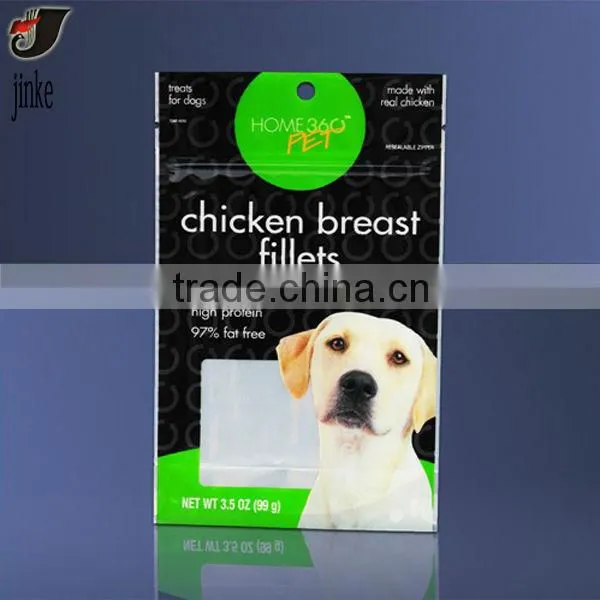 Pet food bag with zipper