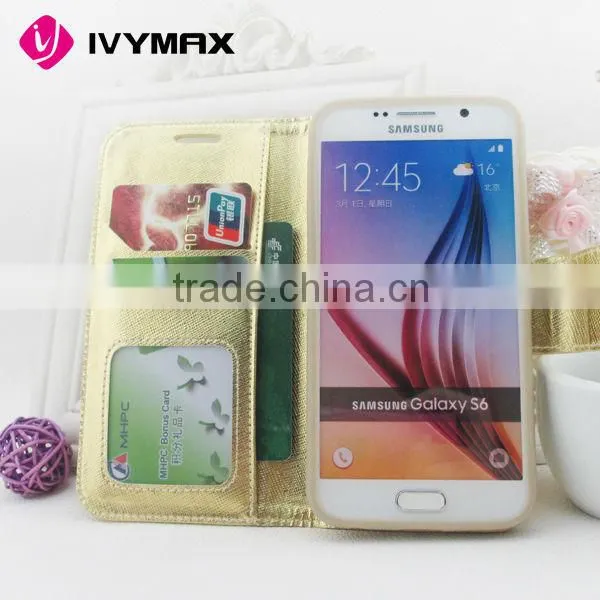 Classic Leather Wallet Case for Samsung Galaxy S6 Flip Case