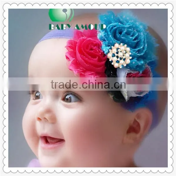 Top baby girls beautiful flower headband,ribbon bow hair,fashion ribbon flower headband