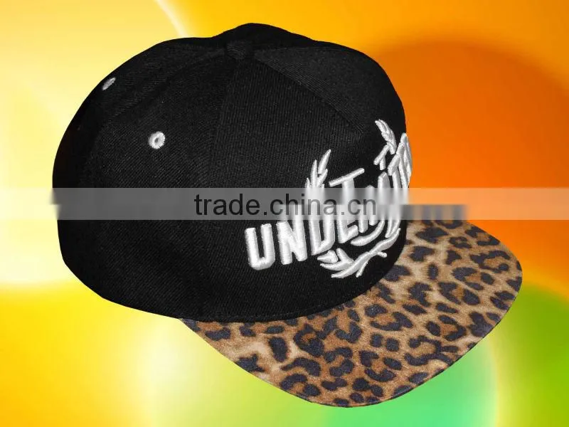 flat brim snake leather 5 panel hat and cap