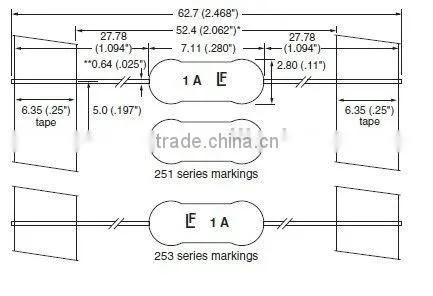 251 pico fuse 1A/2A/3A/4A/5A with RoHS compliant