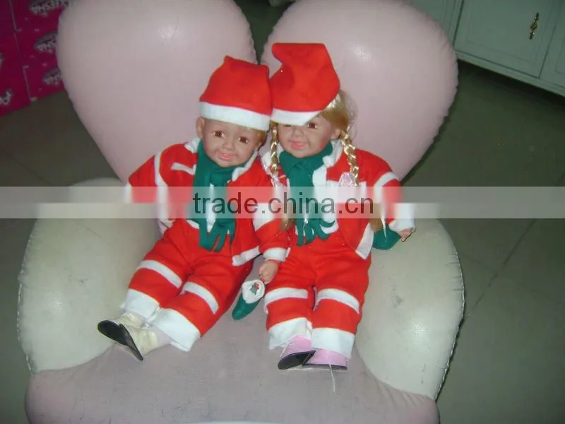 18" music reborn Christmas plastic girl doll for with hat&scarf