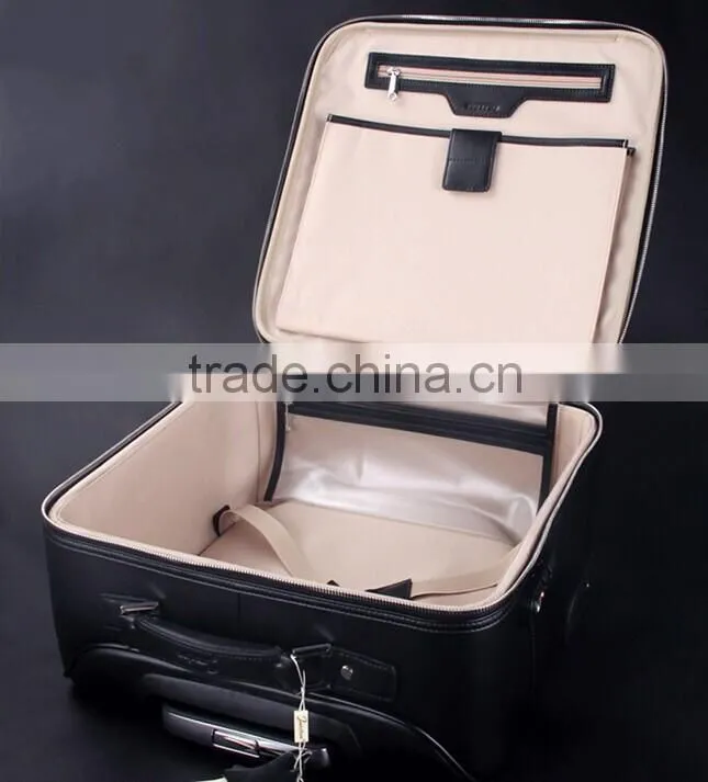 2016 fashion business trolley bag black PU leather travel bag