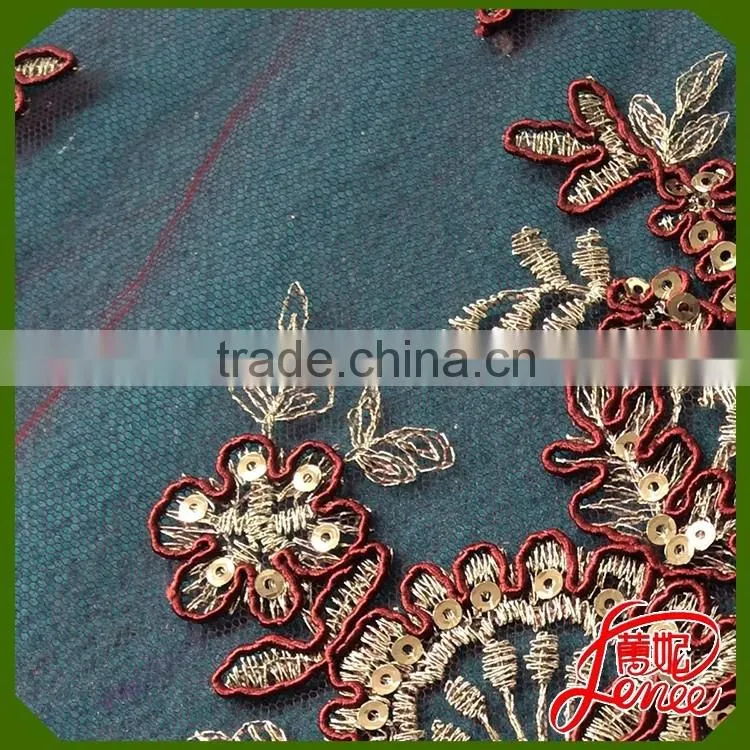 HOT SALE COLOR CUSTOMIZED SEQUINED BEADS CHEMICAL EMBROIDERY FABRIC