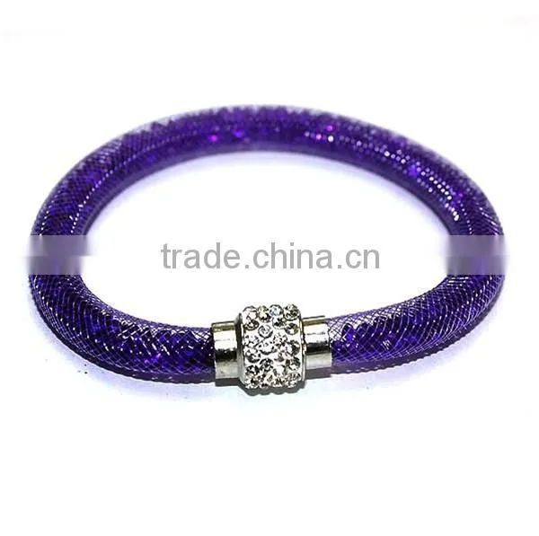Hot sale fashion multi-color bio magnetic stardust bracelet,mesh crystal charm bracelet