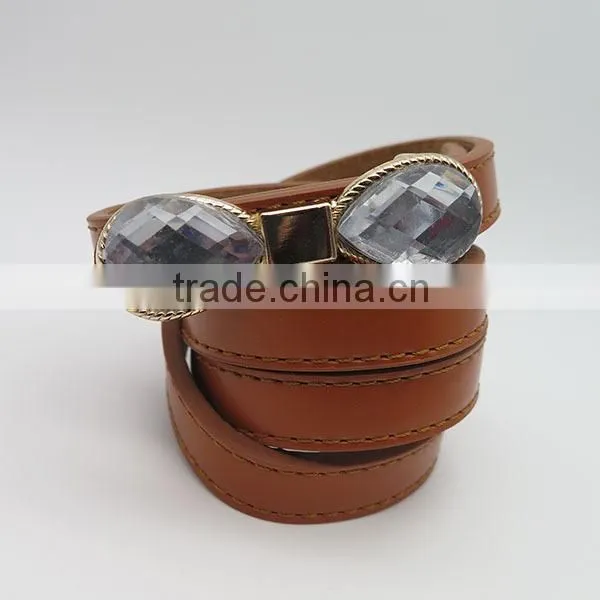 Skinny belt with glasses bowknot for women