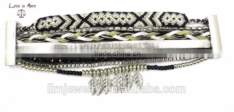 Top Quality Bohemian Bracelet with metal leaf Tassel Brazilian Magnet Bracelet