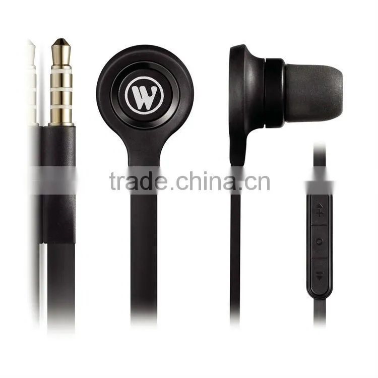 Flat cable in-ear earphone With Volume Remote
