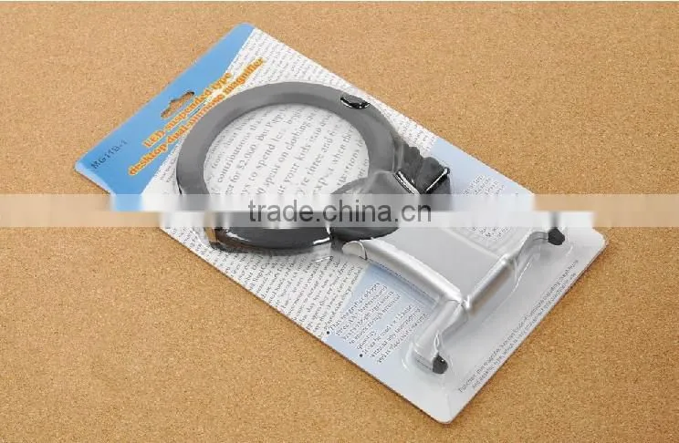 Desktop LED magnifier /Magnifying Glass With Folding Stand And LED Light