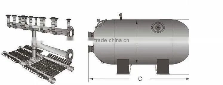 Large commercial horizontal swimming pool sand filter