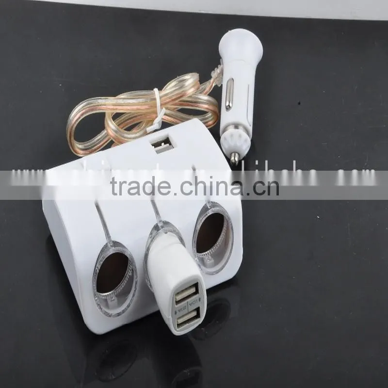 12V 3 Way Portable Dual Usb Car Socket Car Splitter