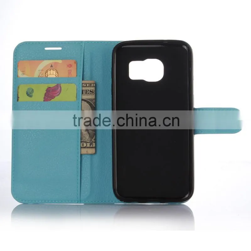 HOT SELLING Luxury Case for Samsung GALAXY S7 edge PU Lichee Leather Flip Cover with Wallet