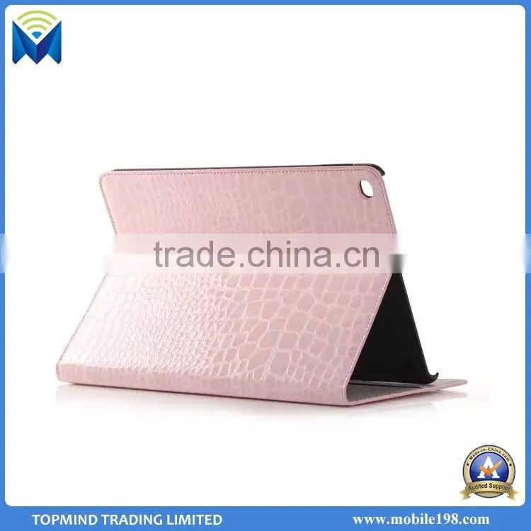 Crocodile Leather Case for iPad Air 2, Wallet Case Cover for iPad Air 2 with Card Slot