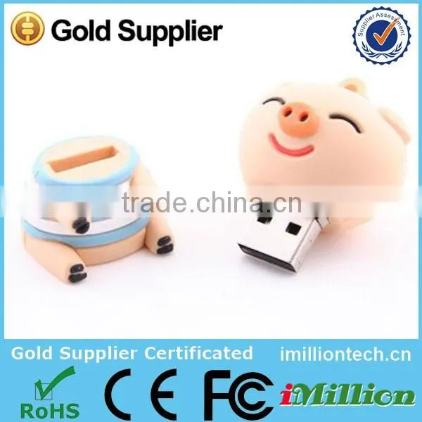 Cartoon novelty pig usb flash drive for 2.0 drive