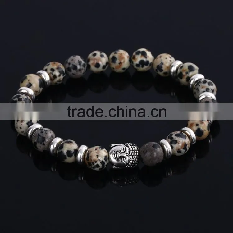 Hot Antique Crystal Rhinestone Leopard Head Lava Stone Buddha Bracelet