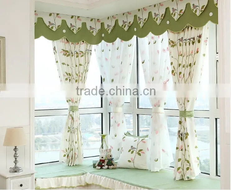 natural material leaf pattern embroidered grommet curtain