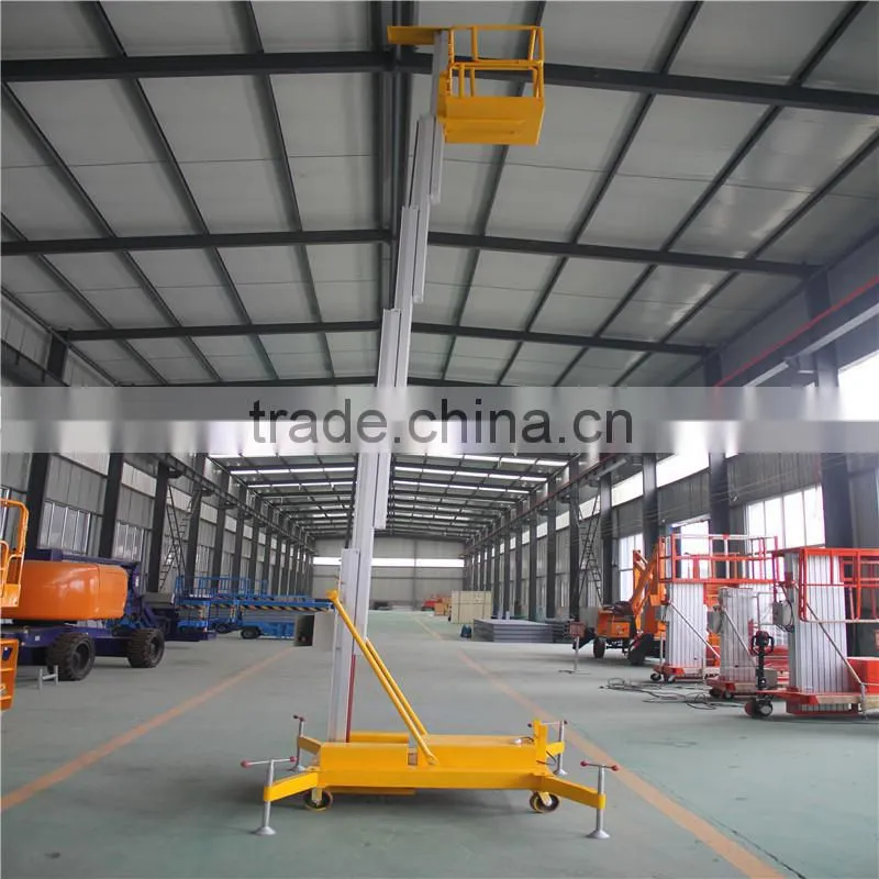 good quality 6 meter 0.1ton single post aluminium alloy lifter
