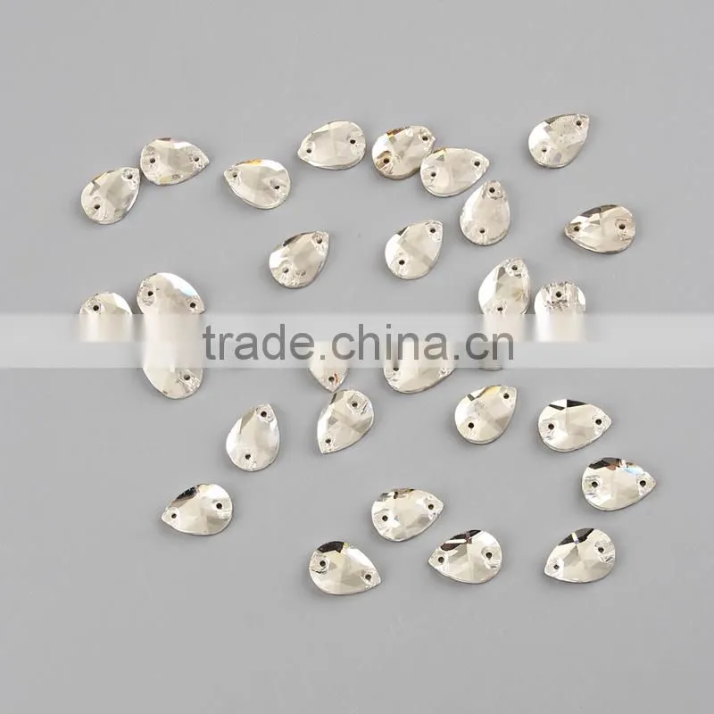 pujiang flatback drop shape crystal sew on stone for dresses