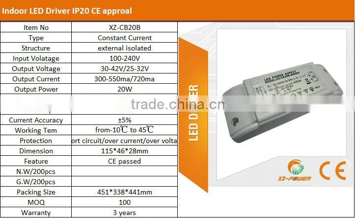 China Xiezhen Power 100-240vac 25-42v DC Power Supply Driver LED