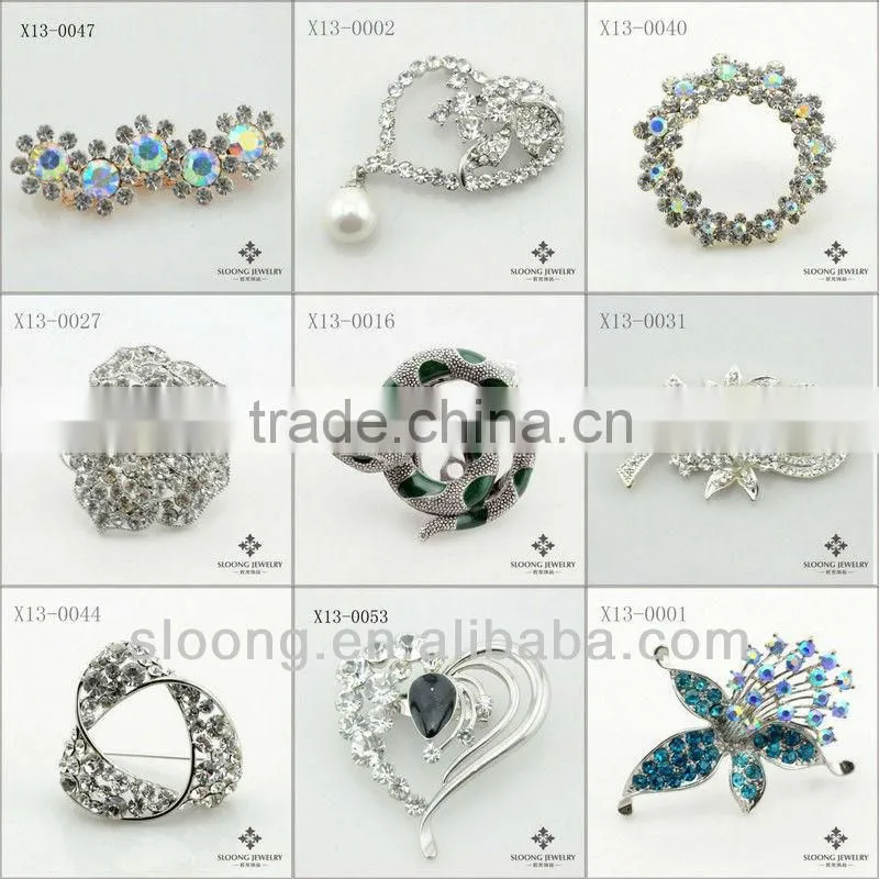 2013 Wholesale Brooch with Crystal and Pearl Rhinestones