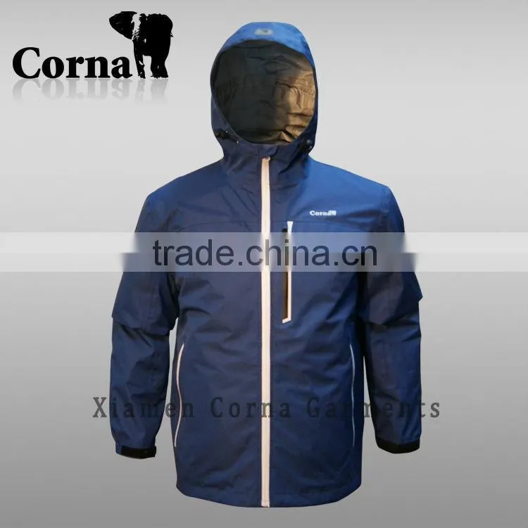 3 layer Polyester fabric Lightweight Mens Trekking jacket