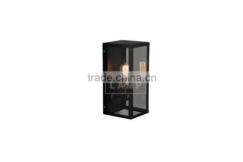 Industrial Metallic and Glass Lamp Shade Wall Sconce Box Wall Lamp