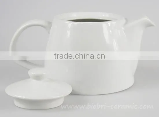 Small Plain White Antique Decorative Ceramic stump Teapot With Decals Logos Printed