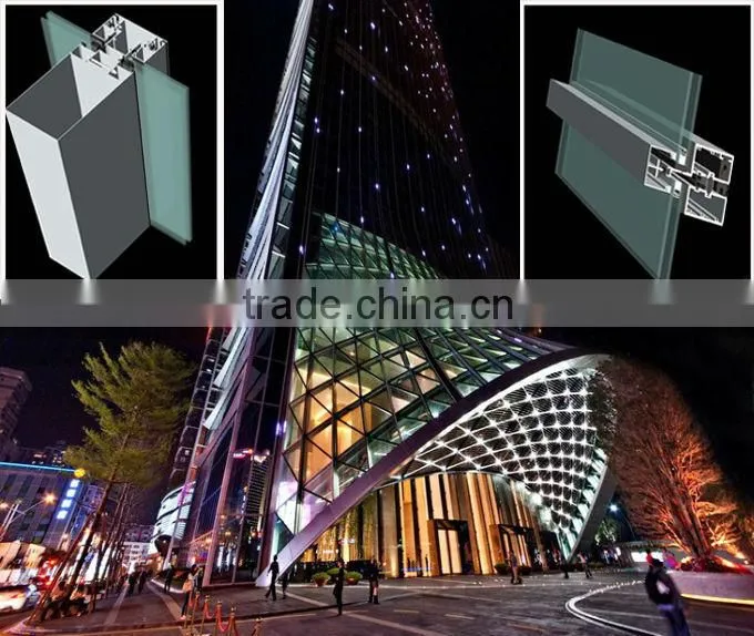 high quality aluminum square tube for curtain wall glass wall