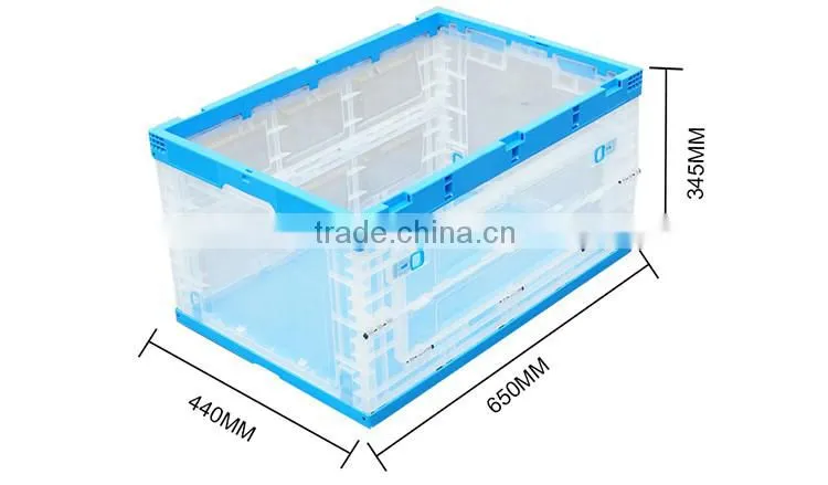 Durable foldable collapsible euro hard plastic crate with cover