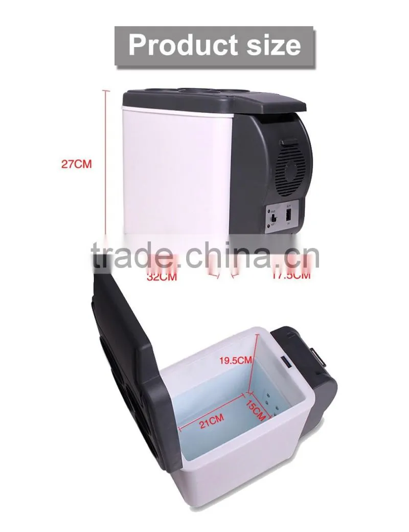 6 L Plastic car mini refrigerator, travel drinking cooler box portable refrigerator with shoulder straps