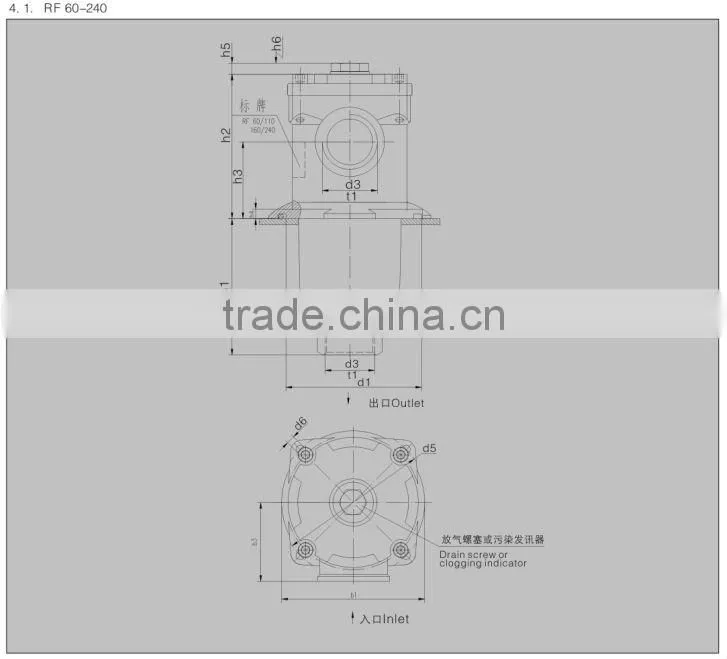 Filter manufacture DFFILTRI RF Series Tank Mounted Return Filter /hydraulic return line filter/return oil filter